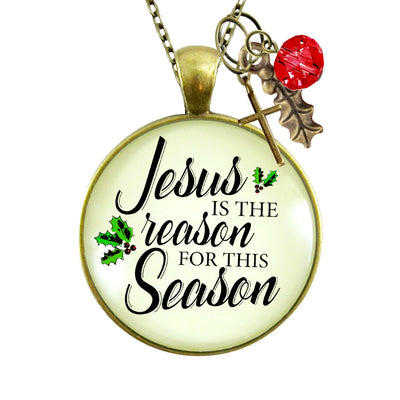 Christmas Necklace Jesus is Reason for The Season Holiday Inspired Gift Jewelry  Necklace - Gutsy Goodness Handmade Jewelry