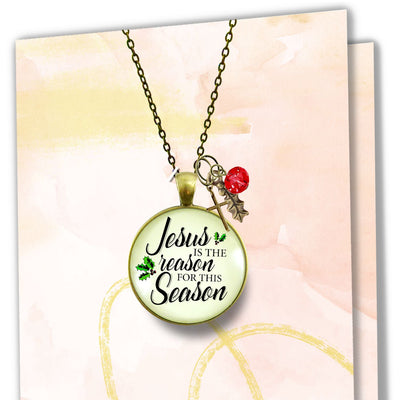 Christmas Necklace Jesus is Reason for The Season Holiday Inspired Gift Jewelry