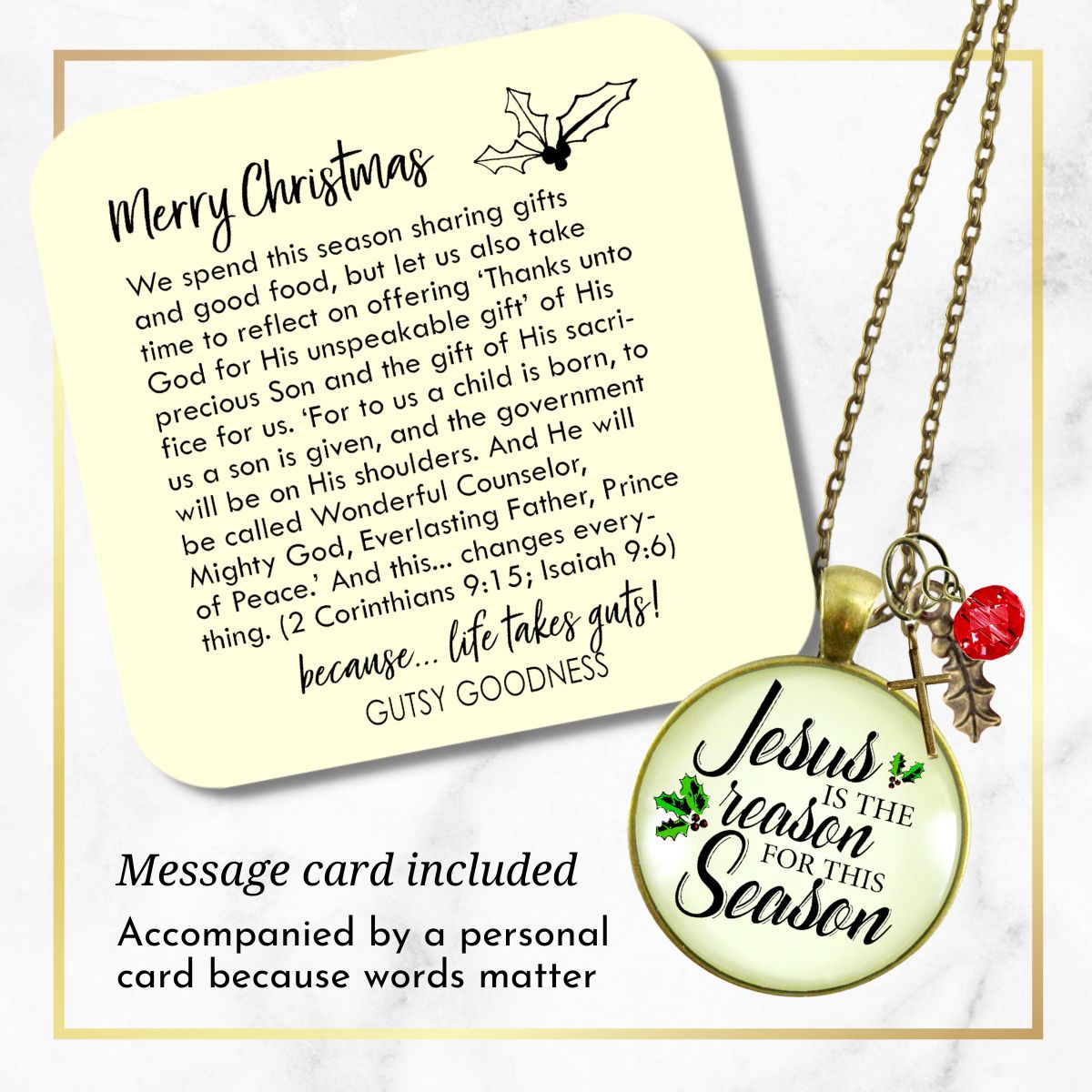 Christmas Necklace Jesus is Reason for The Season Holiday Inspired Gift Jewelry