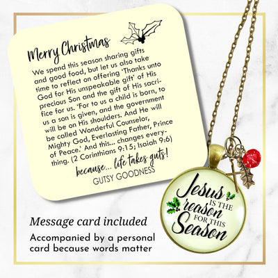 Christmas Necklace Jesus is Reason for The Season Holiday Inspired Gift Jewelry