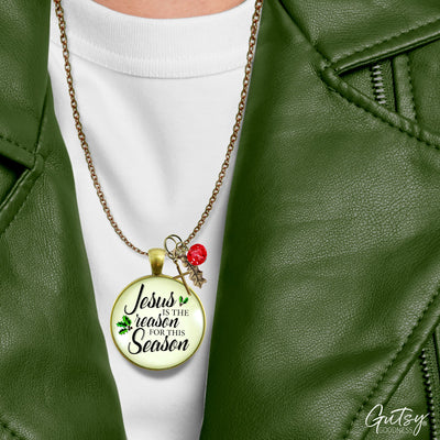 Christmas Necklace Jesus is Reason for The Season Holiday Inspired Gift Jewelry  Necklace - Gutsy Goodness Handmade Jewelry