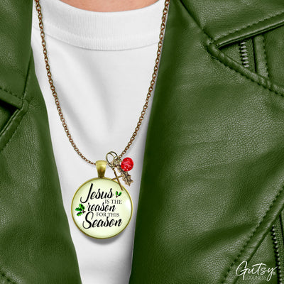 Christmas Necklace Jesus is Reason for The Season Holiday Inspired Gift Jewelry