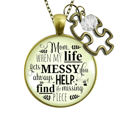 Gutsy Goodness Mom Necklace Life Gets Messy Quote Love You Jewelry from Daughter - Gutsy Goodness Handmade Jewelry;Mom When Life Gets Messy - Gutsy Goodness Handmade Jewelry Gifts