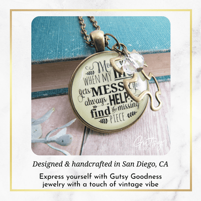 Gutsy Goodness Mom Necklace Life Gets Messy Quote Love You Jewelry from Daughter - Gutsy Goodness Handmade Jewelry;Mom When Life Gets Messy - Gutsy Goodness Handmade Jewelry Gifts