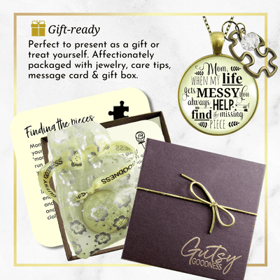 Gutsy Goodness Mom Necklace Life Gets Messy Quote Love You Jewelry from Daughter - Gutsy Goodness Handmade Jewelry;Mom When Life Gets Messy - Gutsy Goodness Handmade Jewelry Gifts