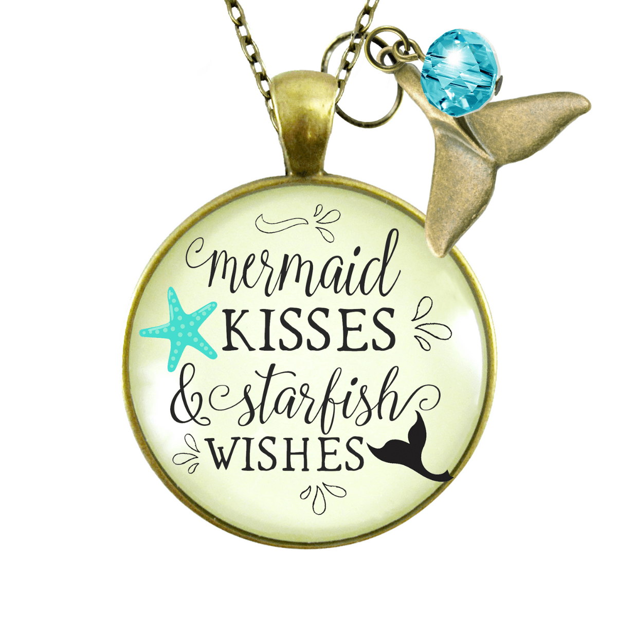 Gutsy Goodness Mermaid Tail Necklace Kisses Starfish Wishes Beach BFF Nautical Sea Gift Jewelry - Gutsy Goodness Handmade Jewelry;Mermaid Tail Necklace Kisses Starfish Wishes Beach Bff Nautical Sea Gift Jewelry - Gutsy Goodness Handmade Jewelry Gifts