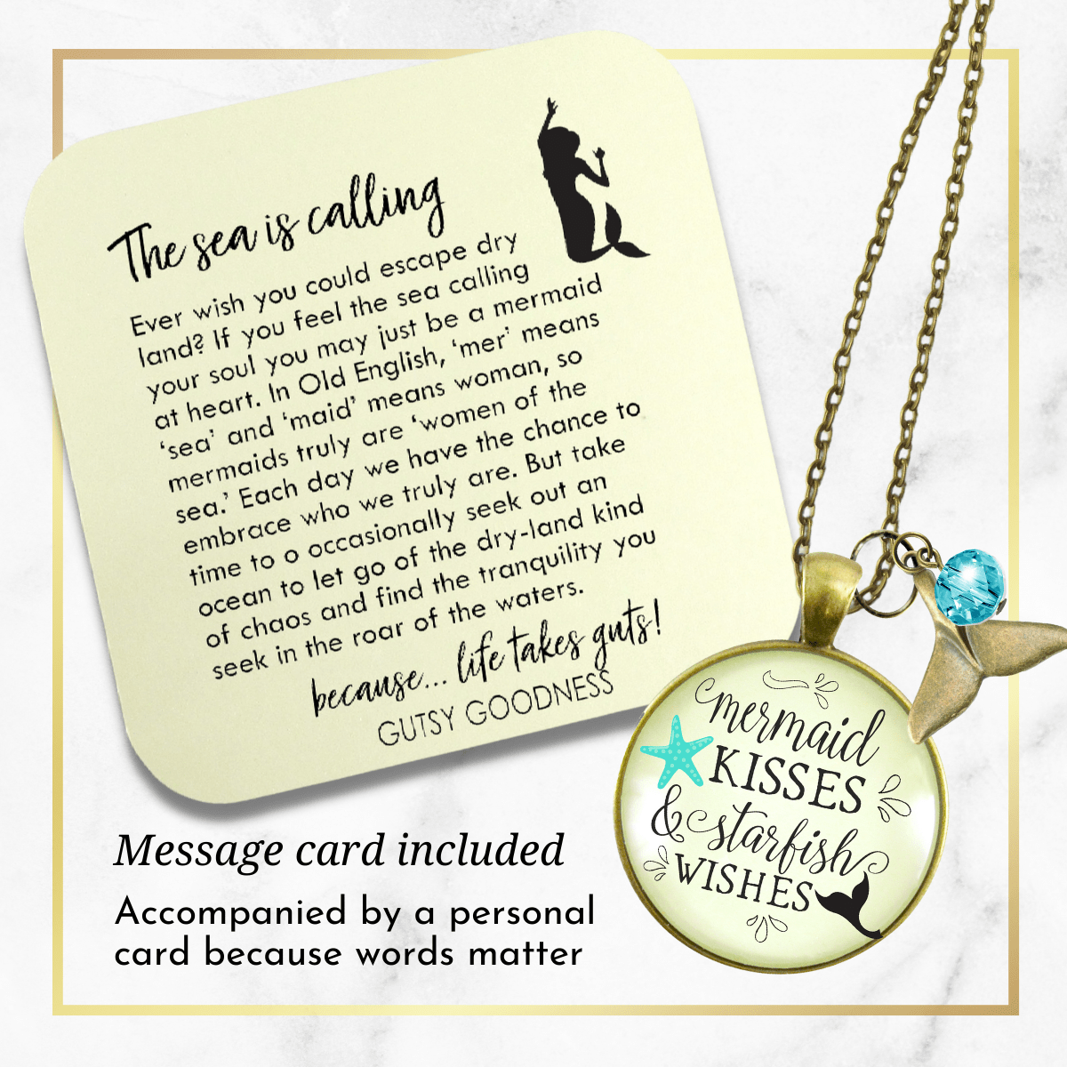 Gutsy Goodness Mermaid Tail Necklace Kisses Starfish Wishes Beach BFF Nautical Sea Gift Jewelry - Gutsy Goodness Handmade Jewelry;Mermaid Tail Necklace Kisses Starfish Wishes Beach Bff Nautical Sea Gift Jewelry - Gutsy Goodness Handmade Jewelry Gifts