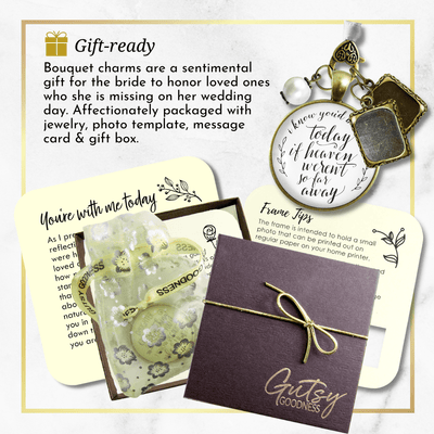 Wedding Bouquet Memorial Charm Know You'd Be Heaven White 2 Frames Bridal Jewelry - Gutsy Goodness Handmade Jewelry Gifts