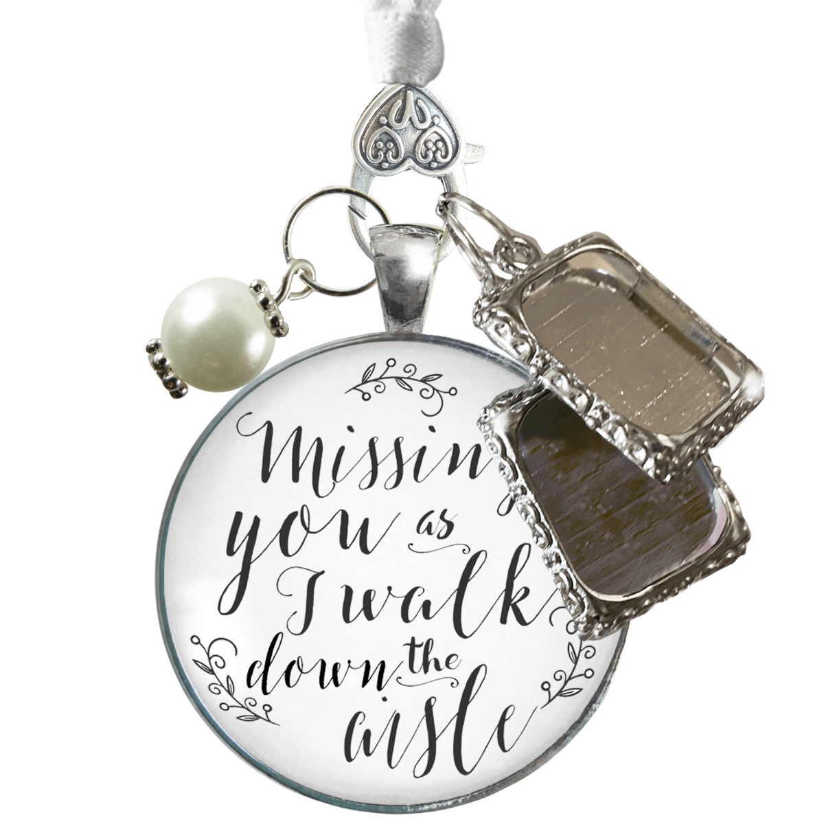  Wedding Bouquet Charm Memorial Loved Beyond Words Missed Every  Moment Honor Anyone 1 Photo Frame Wedding Remembrance Antique Silvertone  White Glass Pendant White Bead for Bride DIY Template : Handmade Products