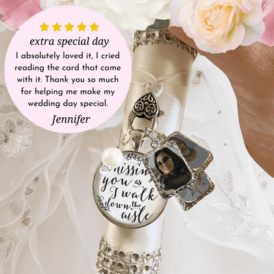 Bouquet Wedding Charm Missing You White Silver Tone Memorial Charm Photo 3 Frames  Bouquet Charm - Gutsy Goodness Handmade Jewelry