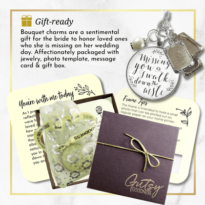 Bouquet Wedding Charm Missing You White Silver Tone Memorial Charm Photo 3 Frames  Bouquet Charm - Gutsy Goodness Handmade Jewelry