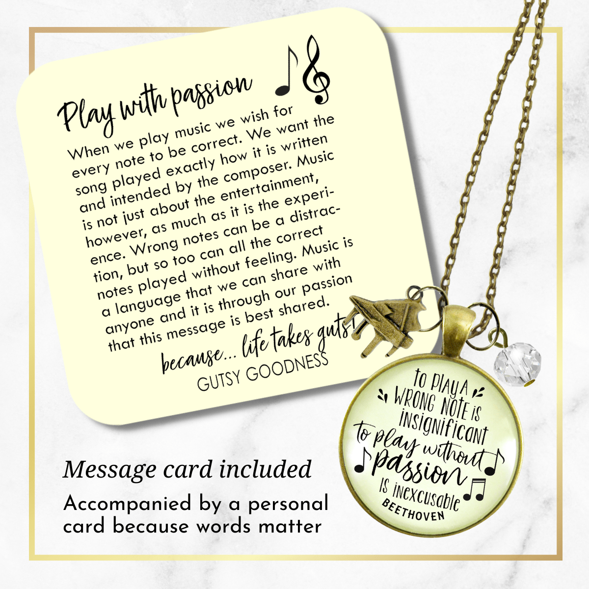 Gutsy Goodness Piano Necklace To Play Wrong Note Is Insignificant Beethoven Music Teacher - Gutsy Goodness Handmade Jewelry;Piano Necklace To Play Wrong Note Is Insignificant Beethoven Music Teacher - Gutsy Goodness Handmade Jewelry Gifts