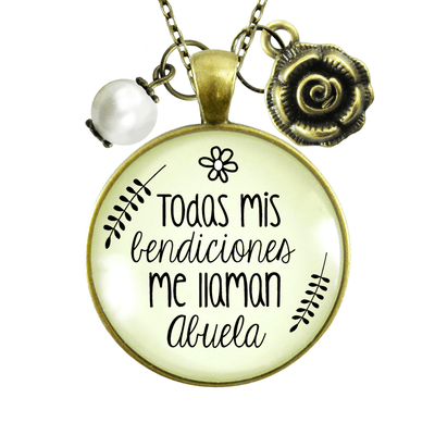 Abuela Necklace All My Blessings Spanish Grandma Womens Family Gift Jewelry - Gutsy Goodness