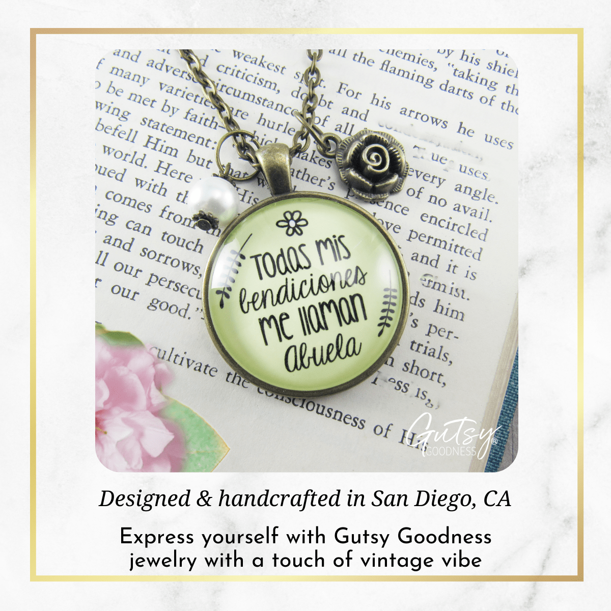 Abuela Necklace All My Blessings Spanish Grandma Womens Family Gift Jewelry - Gutsy Goodness