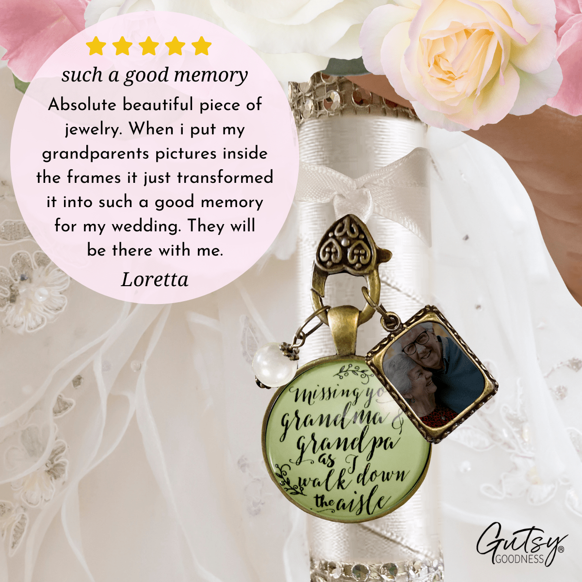 Bouquet Charm Bridal Memorial Grandma Grandpa Miss You