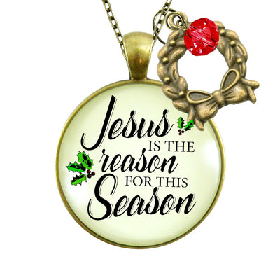Christmas Necklace Jesus is Reason Season Religious Holiday Jewelry