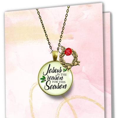 Christmas Necklace Jesus is Reason Season Religious Holiday Jewelry