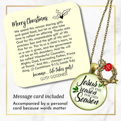 Christmas Necklace Jesus is Reason Season Religious Holiday Jewelry