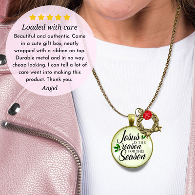 Christmas Necklace Jesus is Reason Season Religious Holiday Jewelry  Necklace - Gutsy Goodness Handmade Jewelry