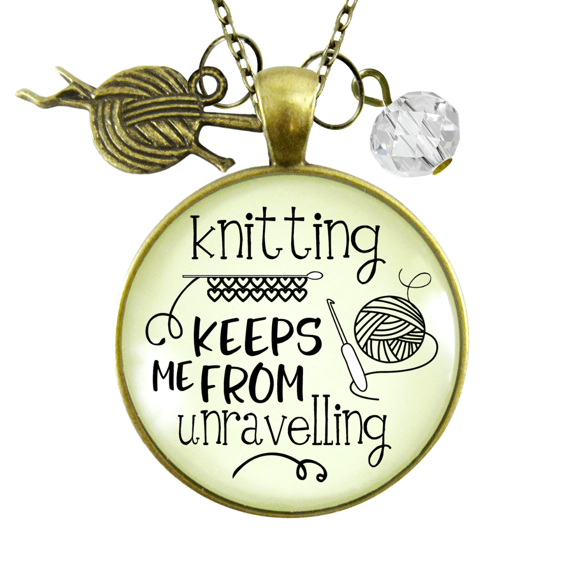 Gutsy Goodness Knitter Necklace Keeps Me from Unravelling Jewelry Gift Yarn Charm - Gutsy Goodness Handmade Jewelry;Knitter Necklace Keeps Me From Unravelling Jewelry Gift Yarn Charm - Gutsy Goodness Handmade Jewelry Gifts