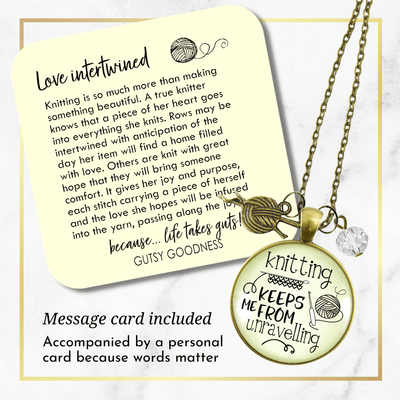 Gutsy Goodness Knitter Necklace Keeps Me from Unravelling Jewelry Gift Yarn Charm - Gutsy Goodness Handmade Jewelry;Knitter Necklace Keeps Me From Unravelling Jewelry Gift Yarn Charm - Gutsy Goodness Handmade Jewelry Gifts