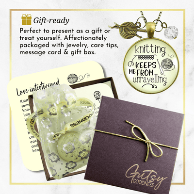 Gutsy Goodness Knitter Necklace Keeps Me from Unravelling Jewelry Gift Yarn Charm - Gutsy Goodness Handmade Jewelry;Knitter Necklace Keeps Me From Unravelling Jewelry Gift Yarn Charm - Gutsy Goodness Handmade Jewelry Gifts