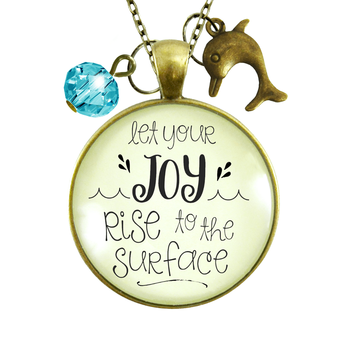 Gutsy Goodness Dolphin Necklace Let Your Joy Rise Positive Mantra Jewelry Gift - Gutsy Goodness Handmade Jewelry;Dolphin Necklace Let Your Joy Rise Positive Mantra Jewelry Gift - Gutsy Goodness Handmade Jewelry Gifts