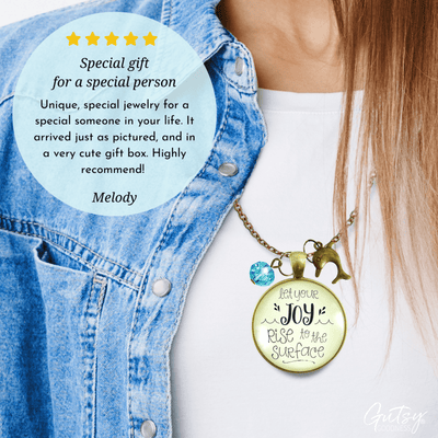 Gutsy Goodness Dolphin Necklace Let Your Joy Rise Positive Mantra Jewelry Gift - Gutsy Goodness Handmade Jewelry;Dolphin Necklace Let Your Joy Rise Positive Mantra Jewelry Gift - Gutsy Goodness Handmade Jewelry Gifts