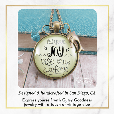 Gutsy Goodness Dolphin Necklace Let Your Joy Rise Positive Mantra Jewelry Gift - Gutsy Goodness Handmade Jewelry;Dolphin Necklace Let Your Joy Rise Positive Mantra Jewelry Gift - Gutsy Goodness Handmade Jewelry Gifts