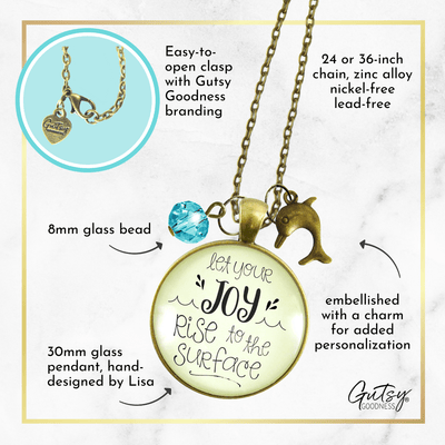 Gutsy Goodness Dolphin Necklace Let Your Joy Rise Positive Mantra Jewelry Gift - Gutsy Goodness Handmade Jewelry;Dolphin Necklace Let Your Joy Rise Positive Mantra Jewelry Gift - Gutsy Goodness Handmade Jewelry Gifts