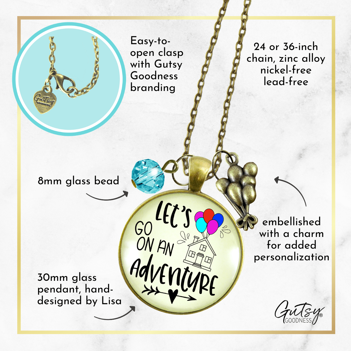 Gutsy Goodness Let's Go on an Adventure Necklace Balloon House Charm Trip Key Ring - Gutsy Goodness Handmade Jewelry;Let's Go On An Adventure Necklace Balloon House Charm Trip Key Ring - Gutsy Goodness Handmade Jewelry Gifts