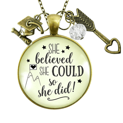 She Believed She Could So She Did Graduate Keepsake Necklace For Her