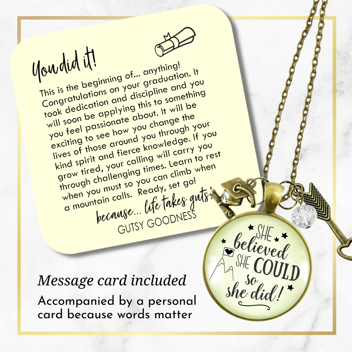 She Believed She Could So She Did Graduate Keepsake Necklace For Her