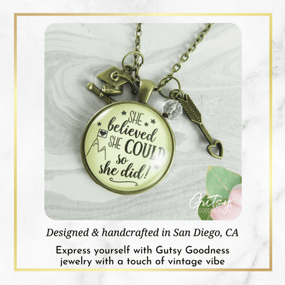She Believed She Could So She Did Graduate Keepsake Necklace For Her