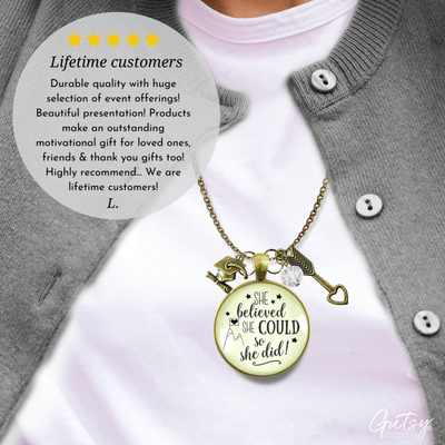 She Believed She Could So She Did Graduate Keepsake Necklace For Her