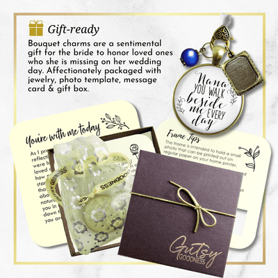 Nana You Walk Beside Me Every Day Wedding Memorial Bouquet Charm Blue Bead