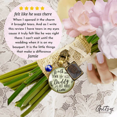 Walk Me Down The Aisle Daddy It's Just About Time - BRONZE - CREAM - BLUE BEAD