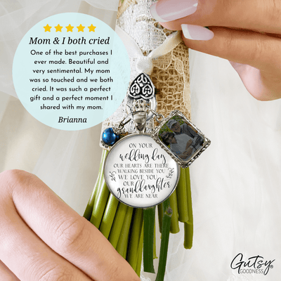 Bridal Bouquet Charm Grandparent Memorial Picture Frames Wedding Silver Blue 2 Frames Jewelry  Bouquet Charm - Gutsy Goodness Handmade Jewelry