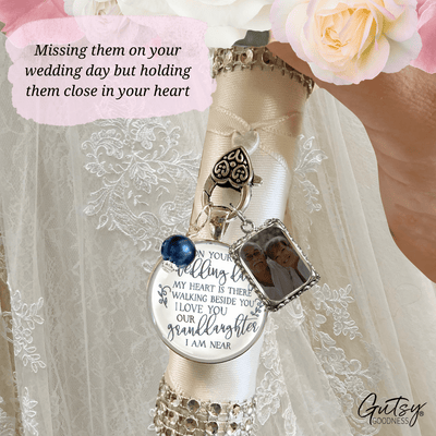 Bridal Bouquet Charm Grandparent Memorial Picture Frames Wedding Silver Blue 2 Frames Jewelry  Bouquet Charm - Gutsy Goodness Handmade Jewelry
