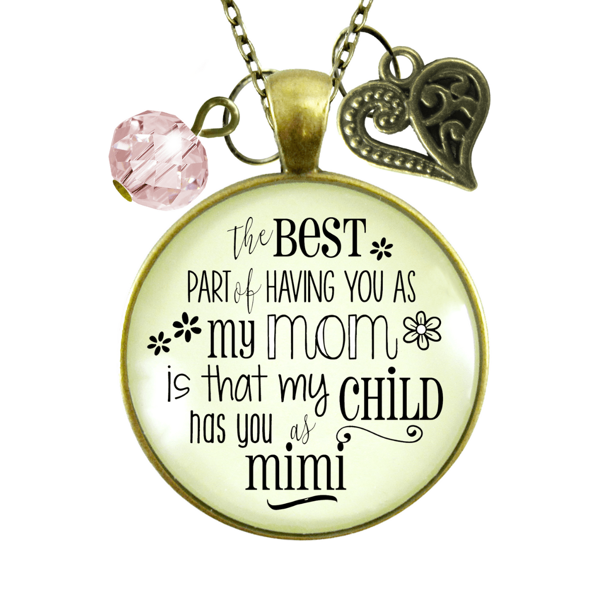 Mimi Necklace Best Part You as Mom My Child Has Grandma Jewelry Gift - Gutsy Goodness