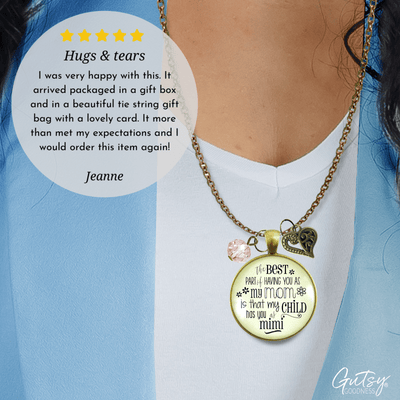 Mimi Necklace Best Part You as Mom My Child Has Grandma Jewelry Gift - Gutsy Goodness