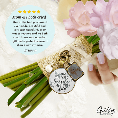 Mamaw You Walk Beside Me Every Day BRONZE - WHITE - WHITE BEAD