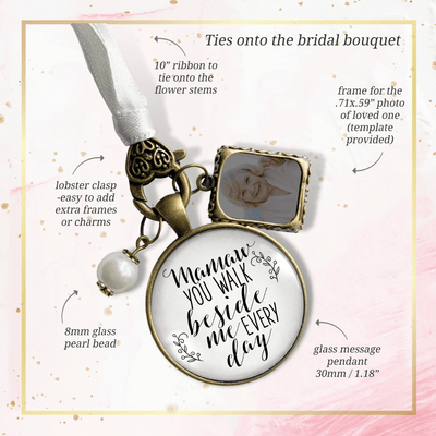 Mamaw You Walk Beside Me Every Day BRONZE - WHITE - WHITE BEAD