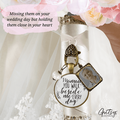 Mamaw You Walk Beside Me Every Day BRONZE - WHITE - WHITE BEAD