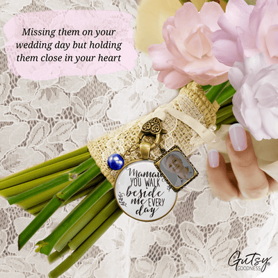 Mamaw You Walk Beside Me Every Day BRONZE - WHITE - BLUE BEAD