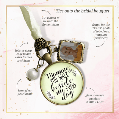 Mamaw You Walk Beside Me Every Day BRONZE - CREAM - WHITE BEAD