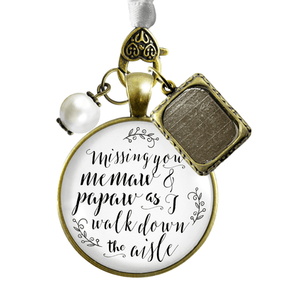 Missing You Memaw and Papaw As I Walk Down The Aisle BRONZE - WHITE - WHITE BEAD