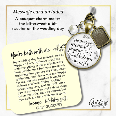 Missing You Memaw and Papaw As I Walk Down The Aisle BRONZE - WHITE - WHITE BEAD