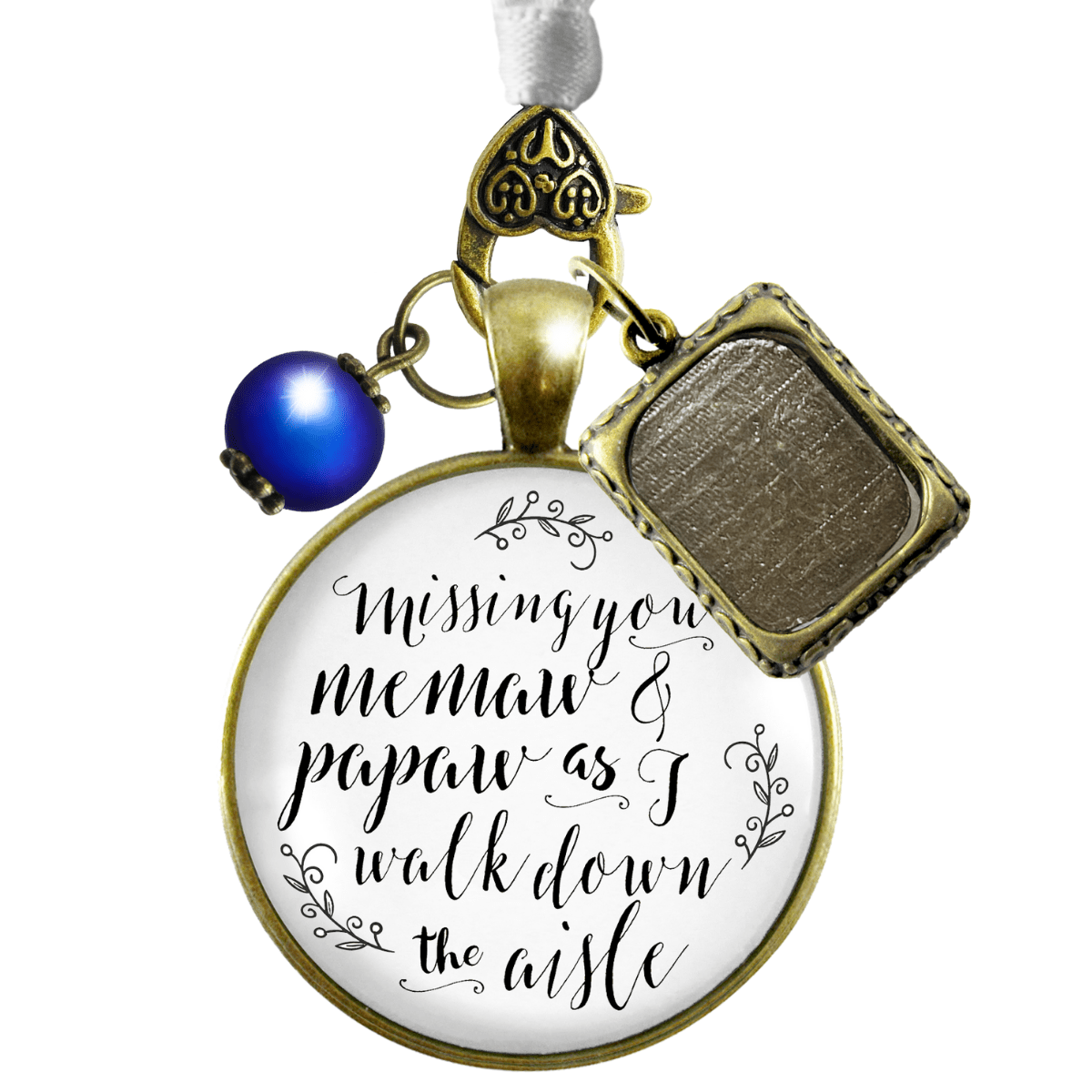 Missing You Memaw and Papaw As I Walk Down The Aisle BRONZE - WHITE - BLUE BEAD