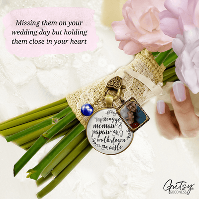 Missing You Memaw and Papaw As I Walk Down The Aisle BRONZE - WHITE - BLUE BEAD